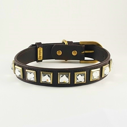 Leather rhinestone dog outlet collars