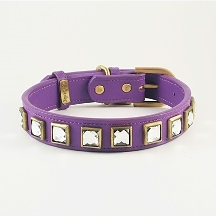 Lavender leather dog collar hotsell