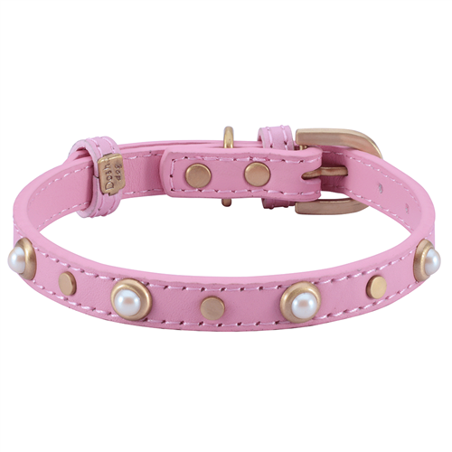 Pink Papyrus LoLa Pink Vegan Leather Dog Collar 100% Organic Adjustable  Size Sm